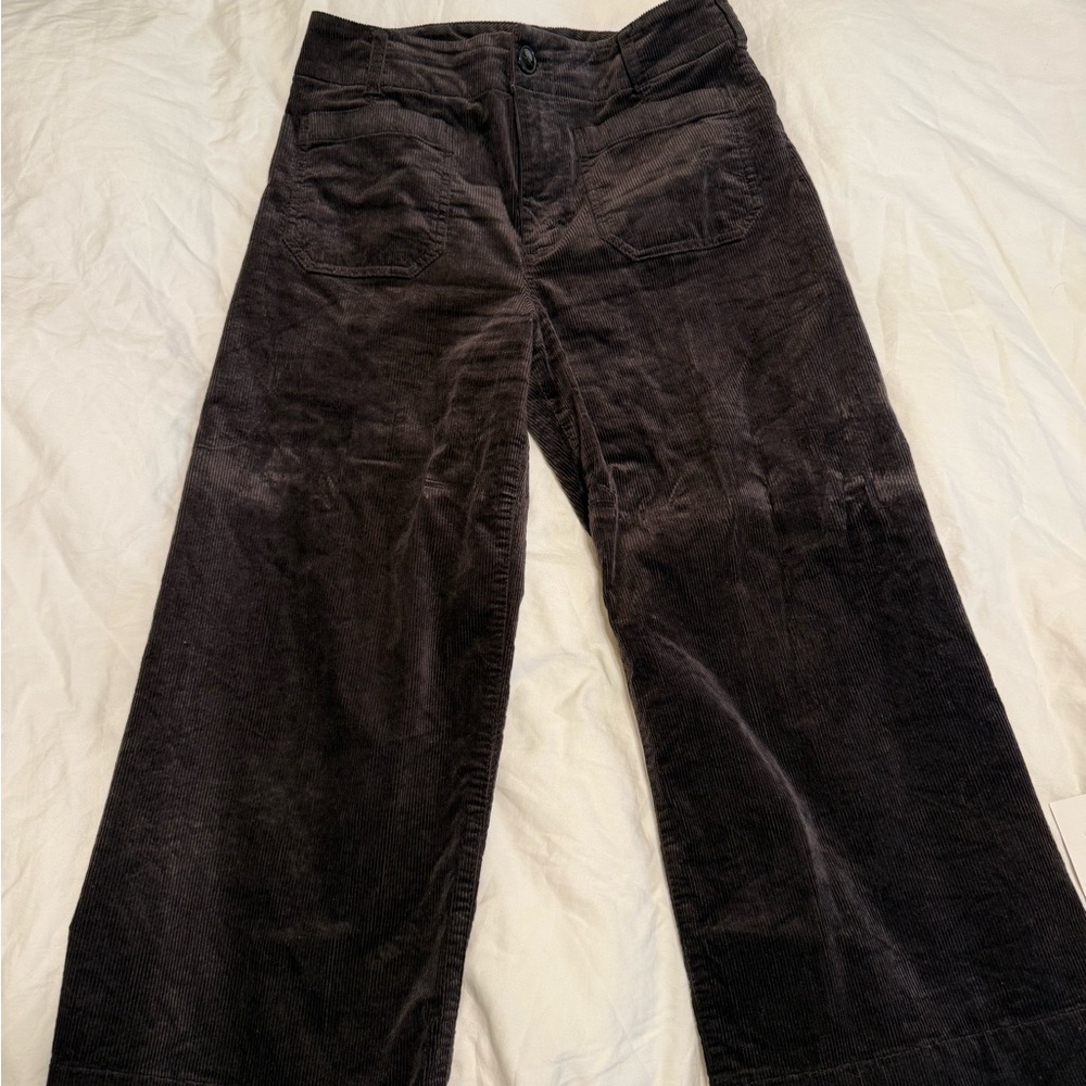 Anthropologie Colette Corduroy Crop Wide Leg Pants Chocolate Brown